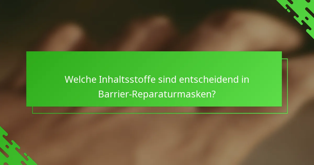 Welche Inhaltsstoffe sind entscheidend in Barrier-Reparaturmasken?