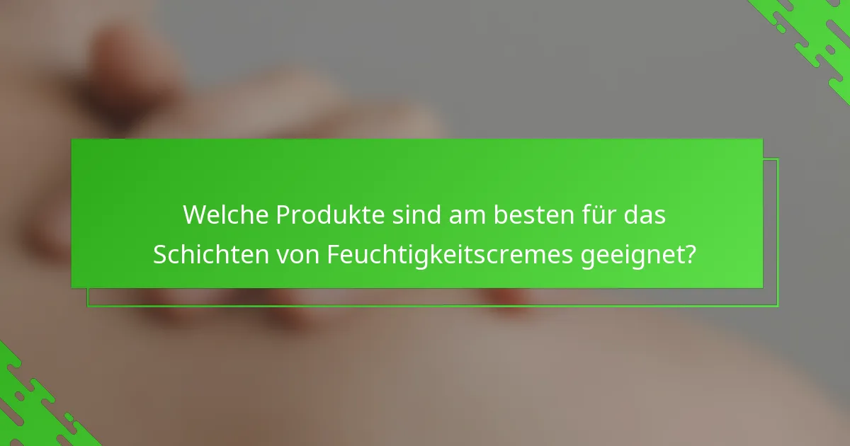 Welche Produkte sind am besten für das Schichten von Feuchtigkeitscremes geeignet?